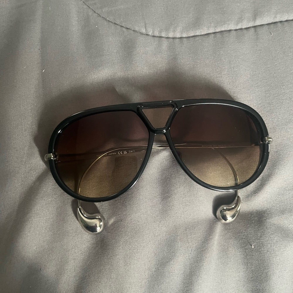 Bottega Veneta Black and Brown Aviator Sunglasses